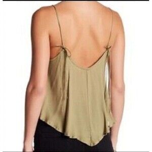 Free People Olive/Taupe Crossroads Flowy Camisole Tank Tie Shoulder Straps Sz S